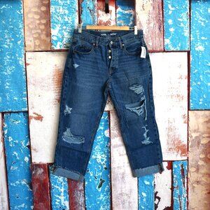 Women's Old Navy High-Waisted Slouchy Straight Cropped Ripped SIZE 6 Susan NEW